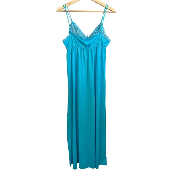 Vintage Jill Andrea Babydoll Lace Maxi Slip Dress Blue Large Y2K Fairy Whimsical - Picture 2 of 9